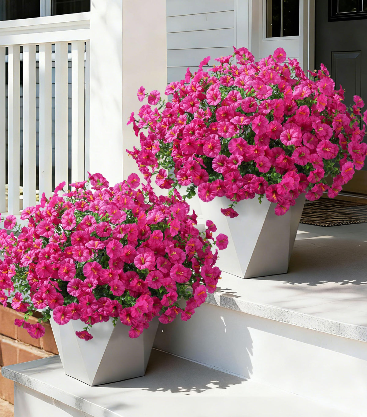 Ivydale 24 Bundles Artificial Flowers for Outdoors Faux Plants Fall Outdoor Decor Faux Silk Morning Glory with Eucalyptus Realistic UV Resistant for Outside Planters Porch Patio Garden Home Decor
