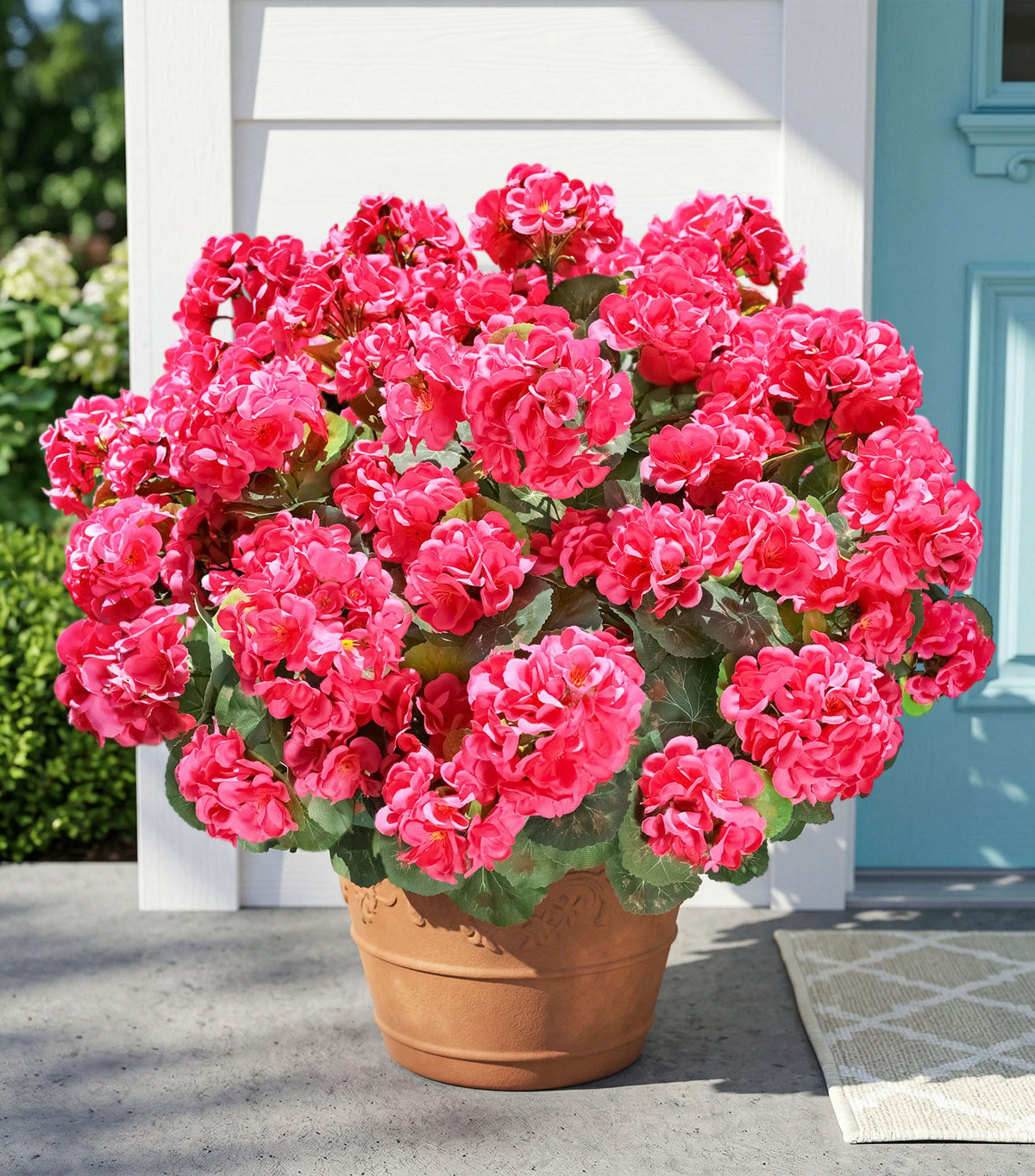 Fake Geraniums Fall Flowers Artificial Flowers for Outdoors Autumn Decor, 6 Bundles Silk Geraniums Fake Plants Realistic UV Resistant Faux Flowers for Outside Planters Garden Balcony Porch Indoor, Mix