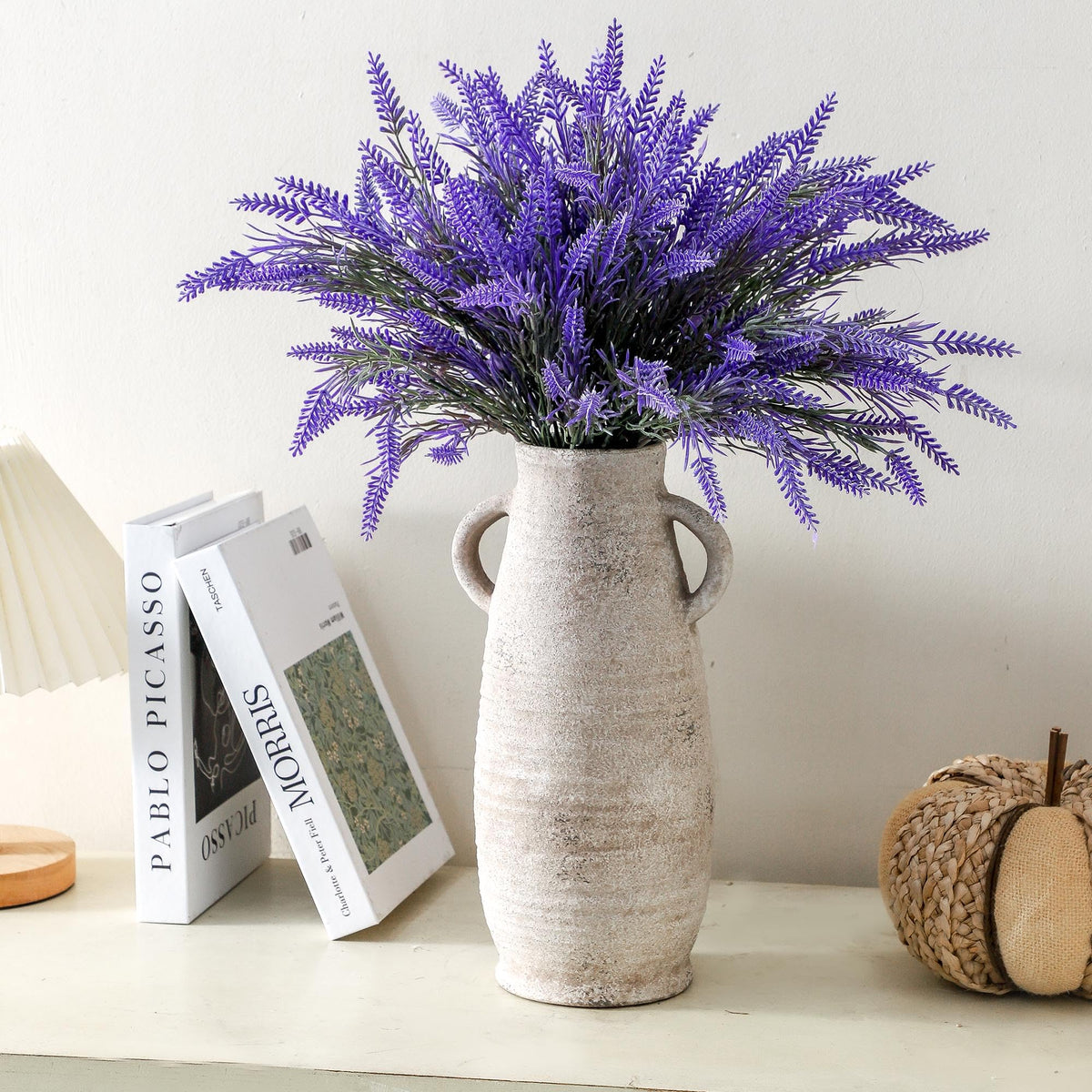 Ceramic Flower Vase, 7.4 Inch Rustic Farmhouse Pottery Decor
