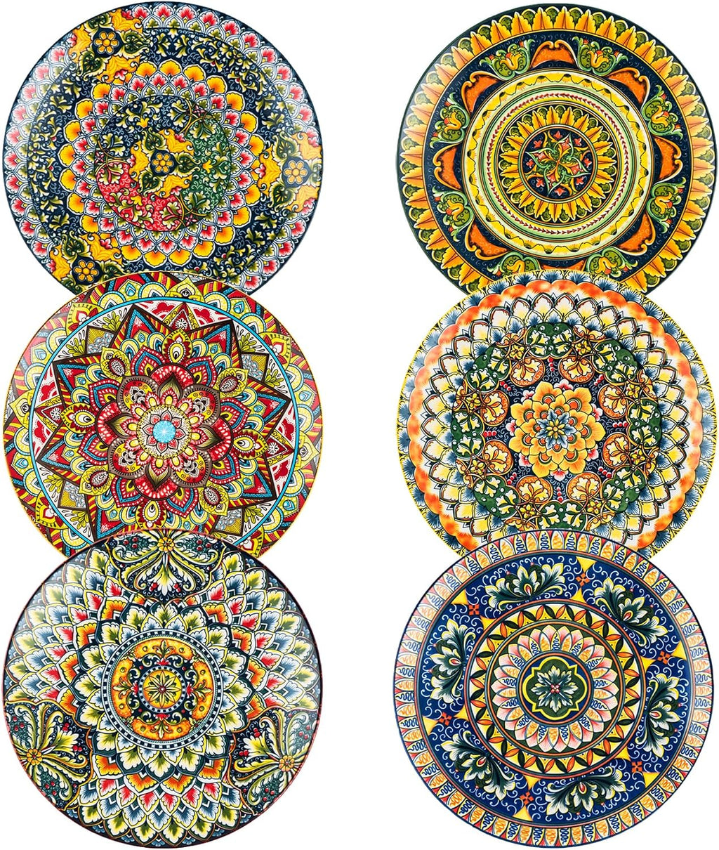Henten Home Ceramic Dessert Plates Set of 6, 8.5 Inch Porcelain Salad Plate