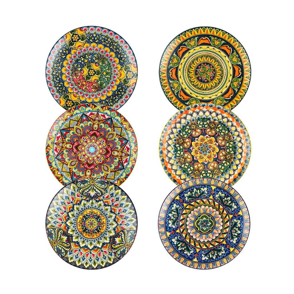 Henten Home Ceramic Dessert Plates Set of 6, 8.5 Inch Porcelain Salad Plate