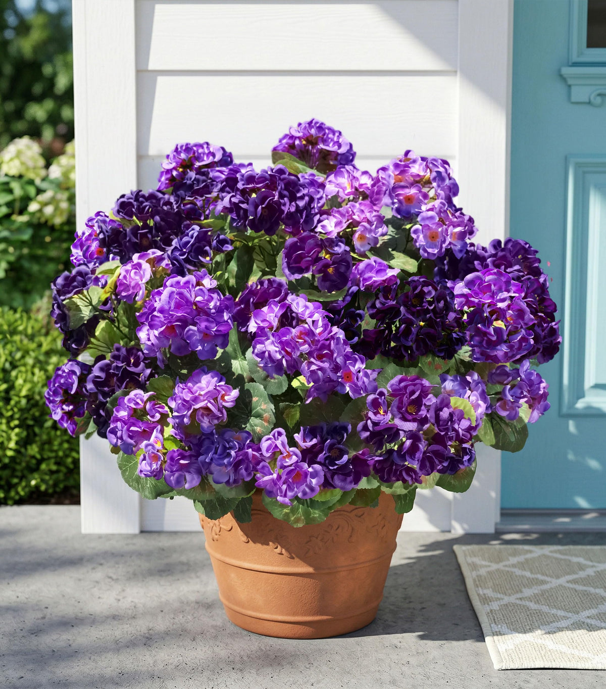 Fake Geraniums Fall Flowers Artificial Flowers for Outdoors Autumn Decor, 6 Bundles Silk Geraniums Fake Plants Realistic UV Resistant Faux Flowers for Outside Planters Garden Balcony Porch Indoor, Mix