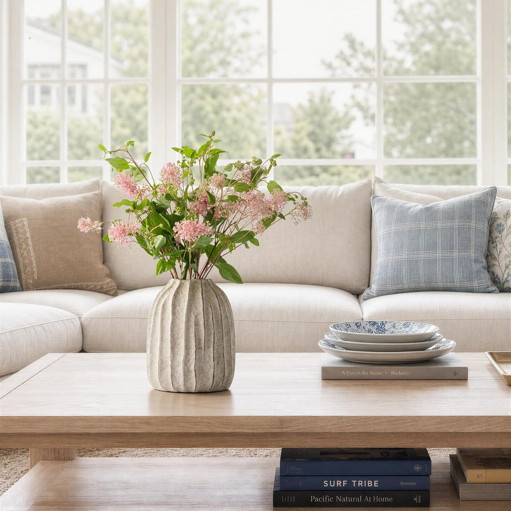 7.9 Inch Gray Ceramic Vase for Home Decor