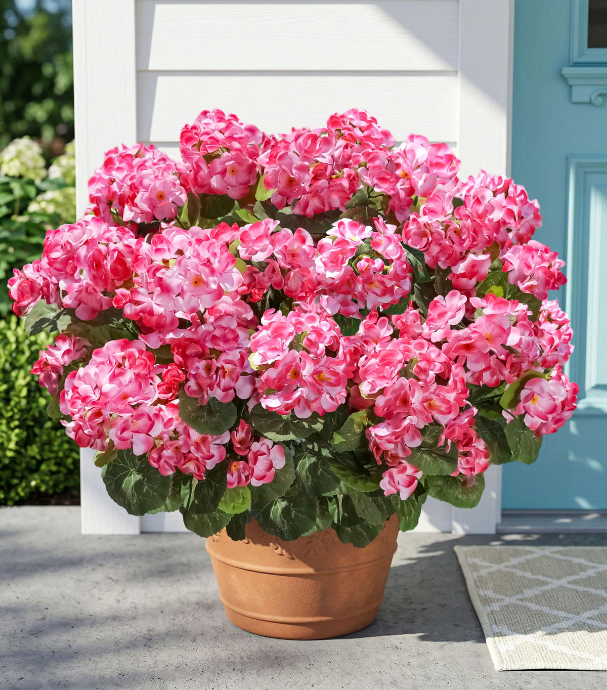 Fake Geraniums Fall Flowers Artificial Flowers for Outdoors Autumn Decor, 6 Bundles Silk Geraniums Fake Plants Realistic UV Resistant Faux Flowers for Outside Planters Garden Balcony Porch Indoor, Mix