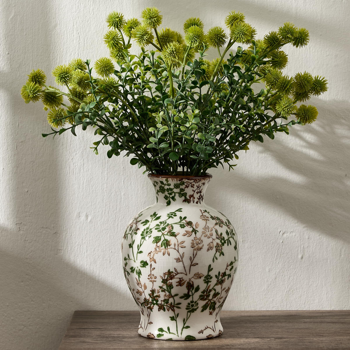 6.73" Ceramic Flower Decorative Antique Vase, Vintage Rustic Chinoiserie Floral Vase for Home Decor, Living Room, Bookshelf, Office, Entryway, Garden, Tuscan Decor, Chinoiserie Decor