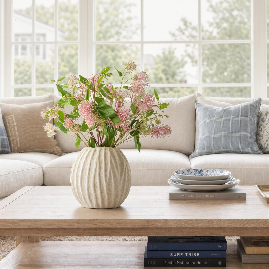 6.3 Inch White Ceramic Vase for Home Decor