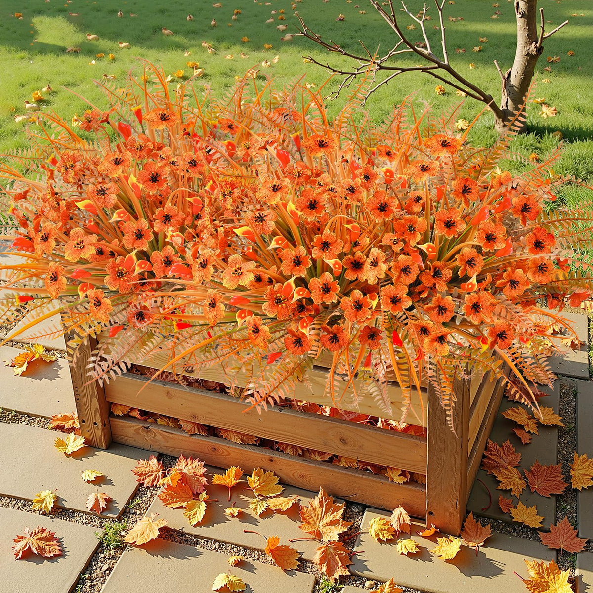 Uieke 6 Bundles Sunflowers Artificial Flowers Daisy Mums Fake Flowers Outdoor UV Resistant No Fade Fall Flowers 24 Stems Greenery Shrubs Indoor Outside Home Wedding Office DIY Garden Décor (Yellow)