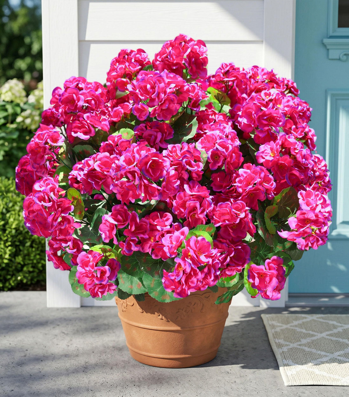 Fake Geraniums Fall Flowers Artificial Flowers for Outdoors Autumn Decor, 6 Bundles Silk Geraniums Fake Plants Realistic UV Resistant Faux Flowers for Outside Planters Garden Balcony Porch Indoor, Mix