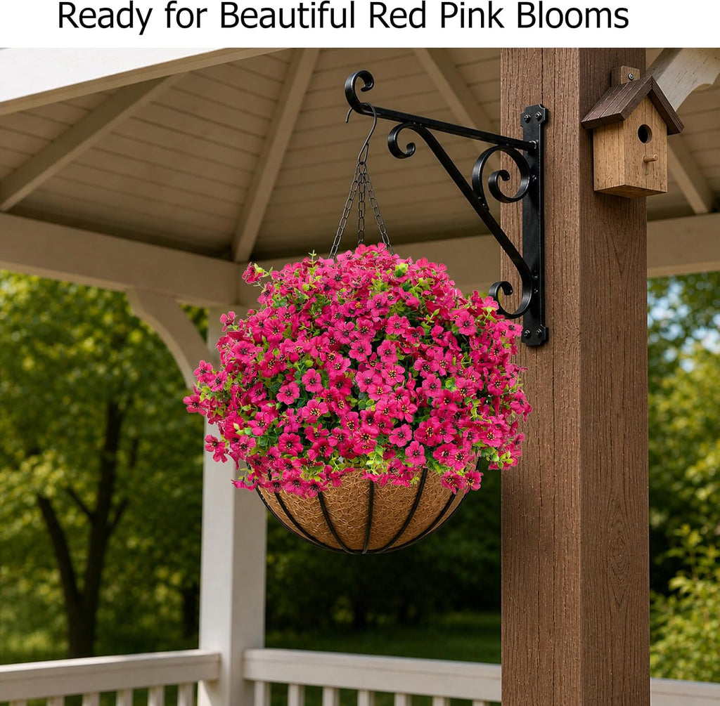 AXYLEX Artificial Flowers for Outdoors, 16 Bundles Fake Plants (Red)