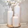Tall Off-White Ceramic Vase Set of 3- Modern Farmhouse Decor Vases for Living Room, Coffee Table & Shelf Styling - Minimalist Neutral Decorative Flower Vases, Elegant Home Accent Gift