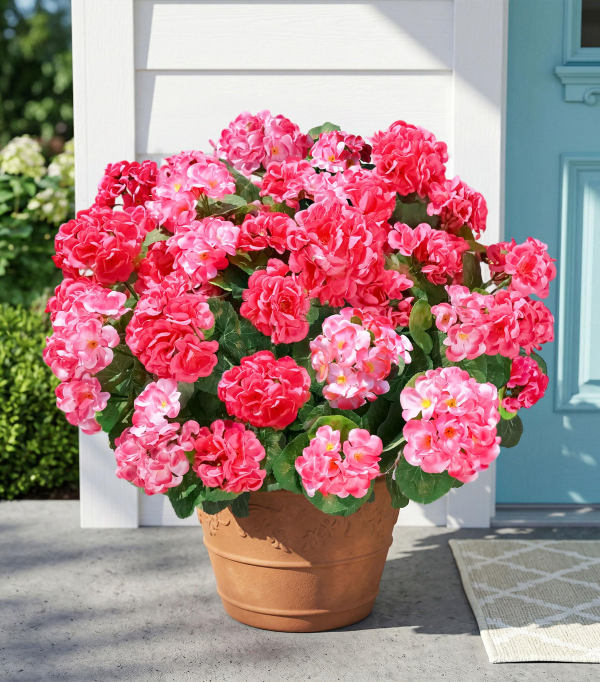 Fake Geraniums Fall Flowers Artificial Flowers for Outdoors Autumn Decor, 6 Bundles Silk Geraniums Fake Plants Realistic UV Resistant Faux Flowers for Outside Planters Garden Balcony Porch Indoor, Mix