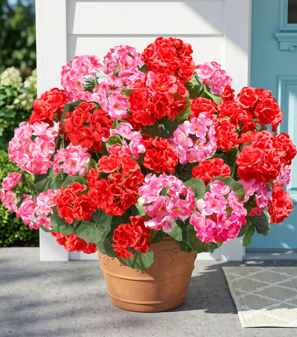 Fake Geraniums Fall Flowers Artificial Flowers for Outdoors Autumn Decor, 6 Bundles Silk Geraniums Fake Plants Realistic UV Resistant Faux Flowers for Outside Planters Garden Balcony Porch Indoor, Mix