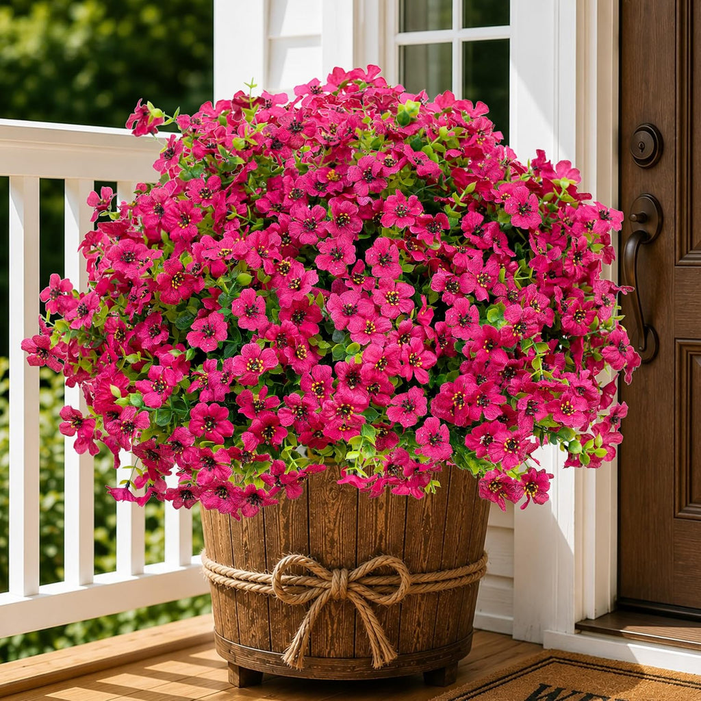 AXYLEX Artificial Flowers for Outdoors, 16 Bundles Fake Plants (Red)