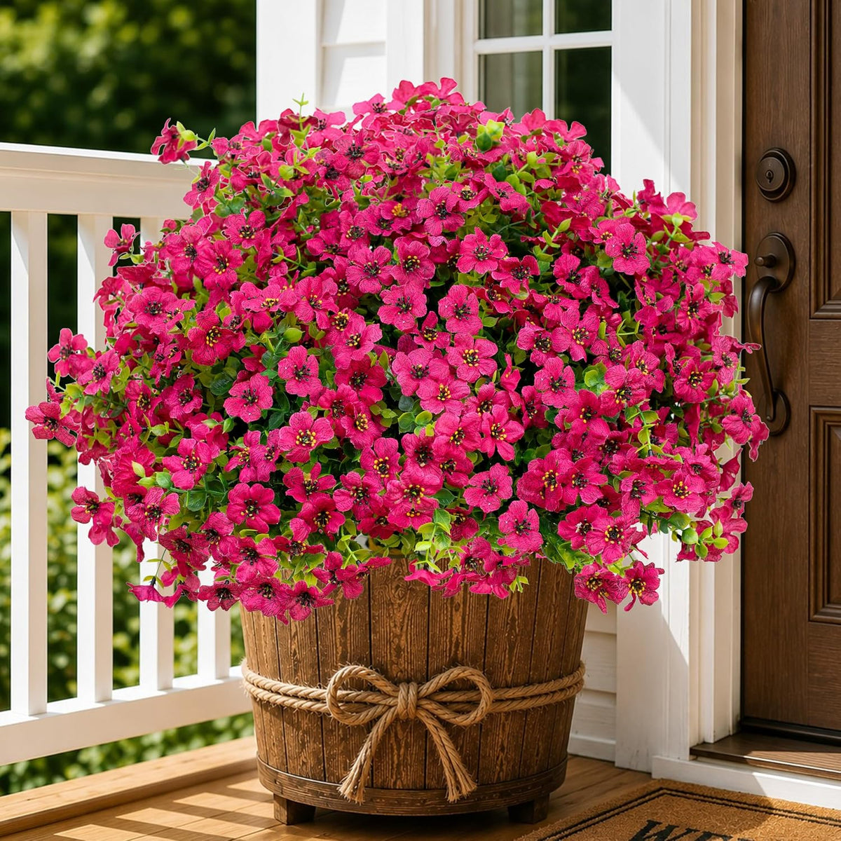 AXYLEX Artificial Flowers for Outdoors, 16 Bundles Fake Plants (Red)