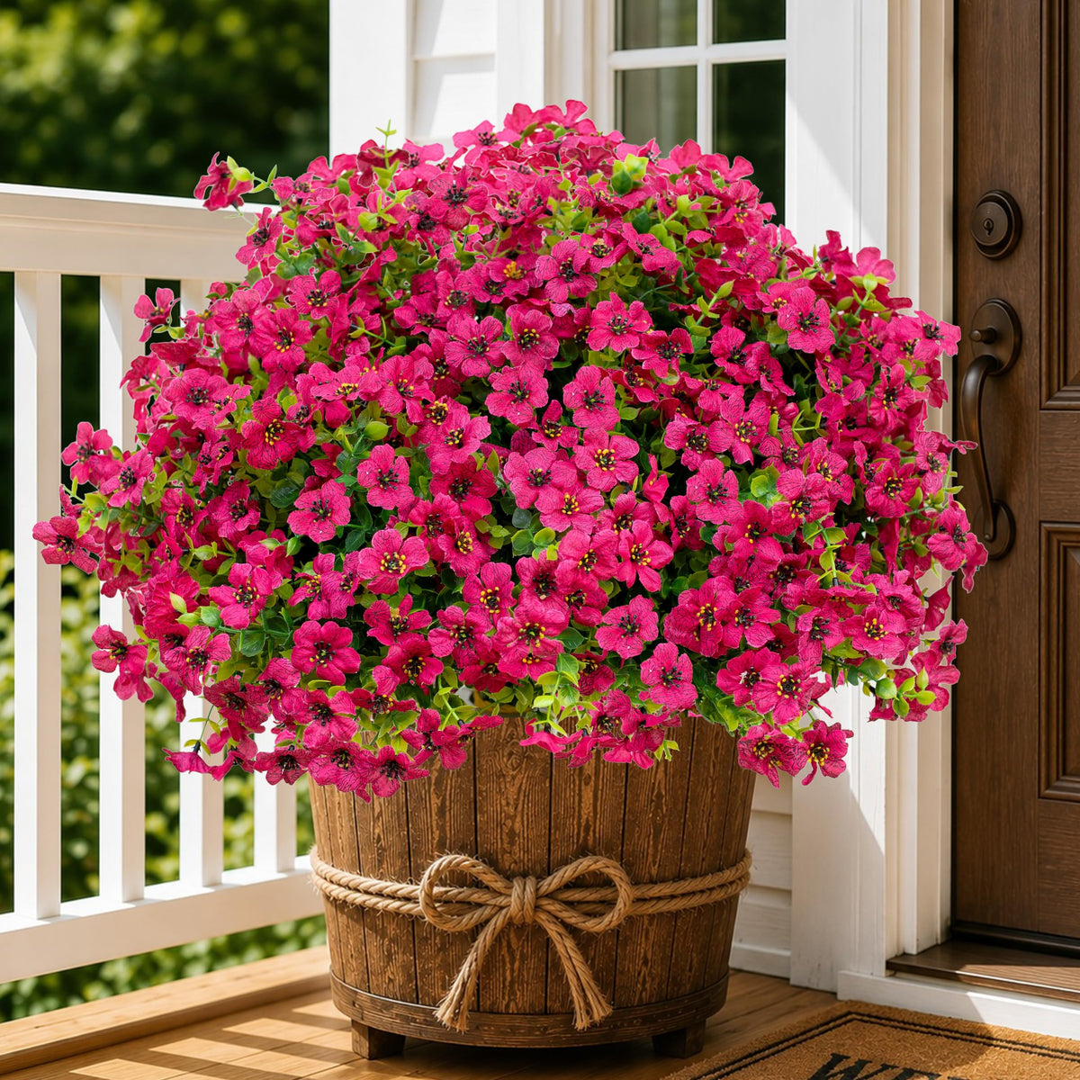 AXYLEX Artificial Flowers for Outdoors, 16 Bundles Fake Plants (Red)