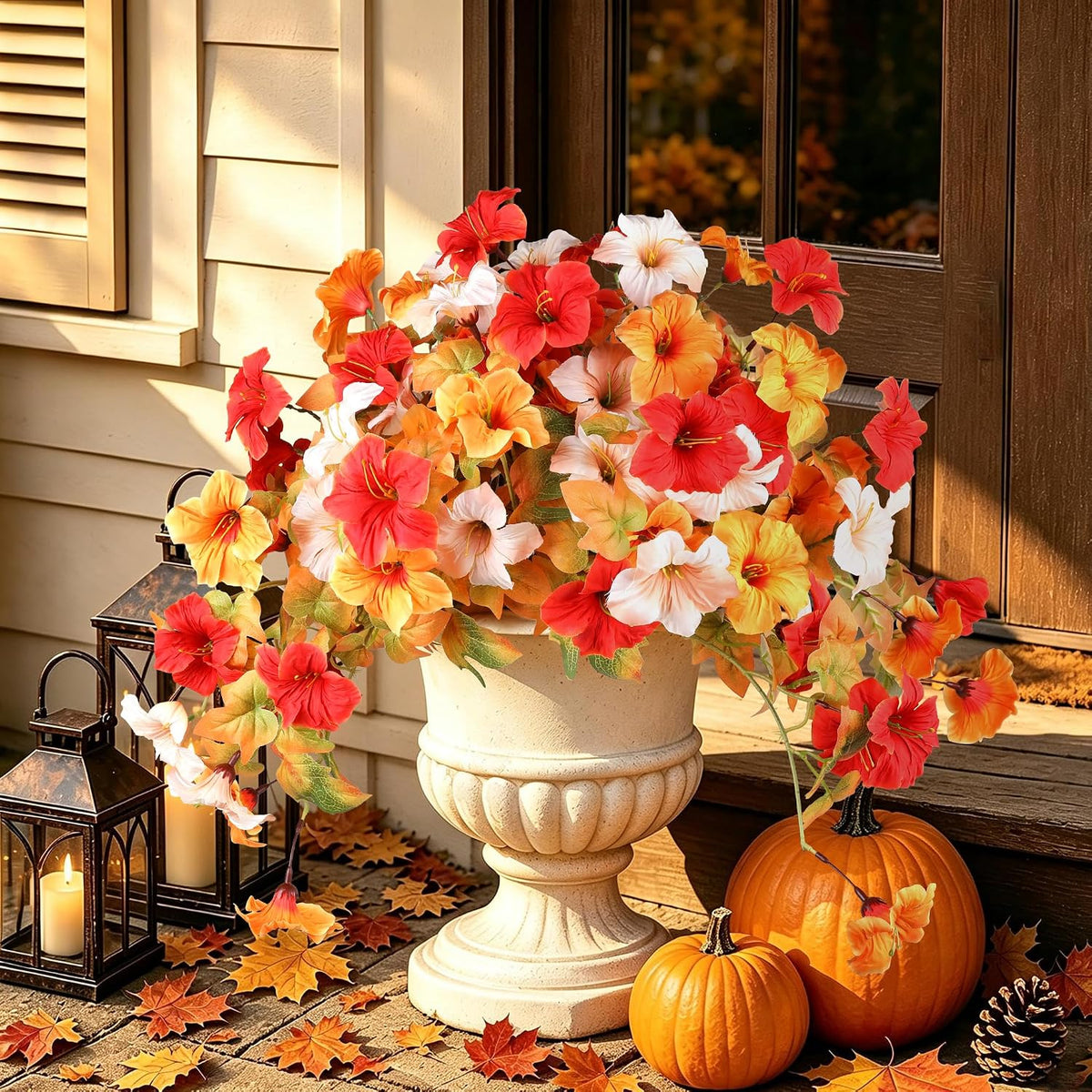 3 Pack Artificial Fall Petunia for Outdoors No Fade Fall Decor