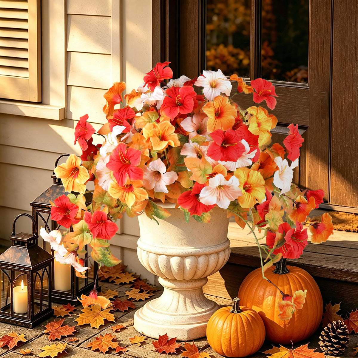 3 Pack Artificial Fall Petunia for Outdoors No Fade Fall Decor