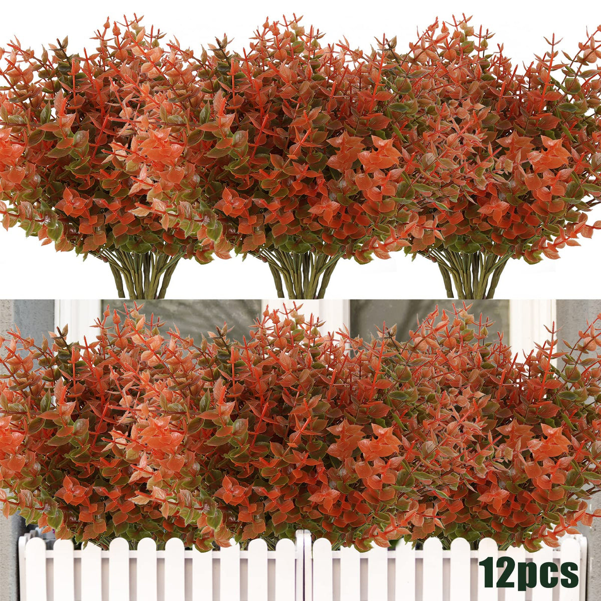 RECUTMS Artificial Flowers,Fake Boxwood Outdoor UV Resistant Plants,8 Packs