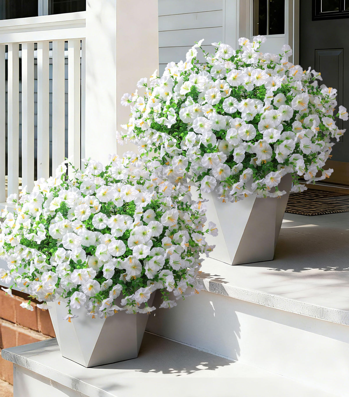 Ivydale 24 Bundles Artificial Flowers for Outdoors Faux Plants Fall Outdoor Decor Faux Silk Morning Glory with Eucalyptus Realistic UV Resistant for Outside Planters Porch Patio Garden Home Decor