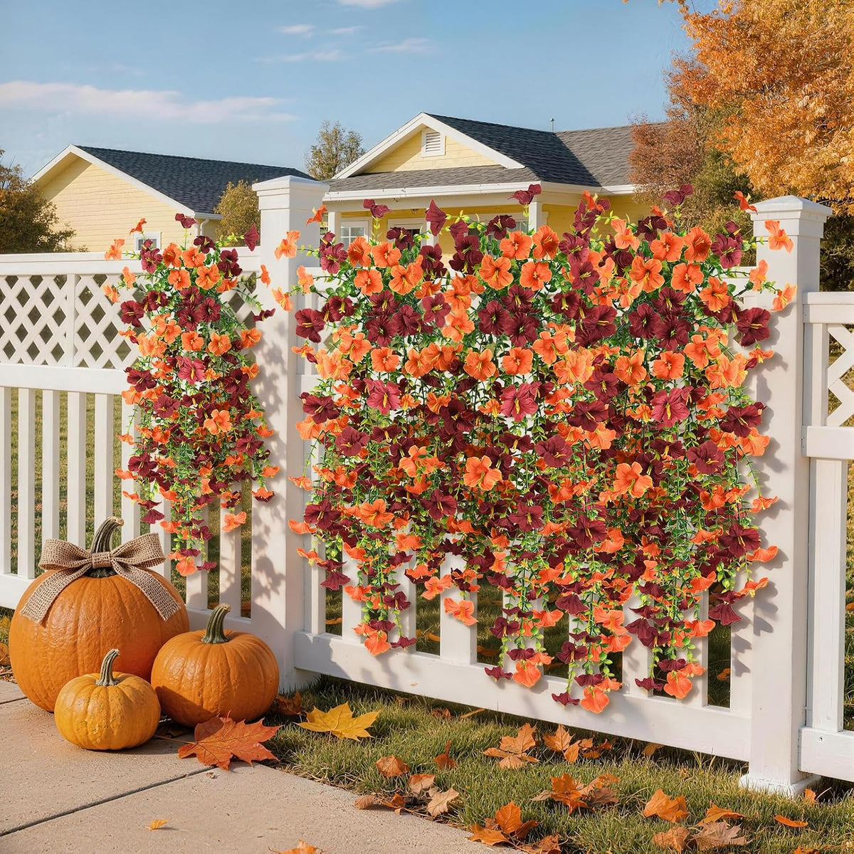 INQCMY Artificial Fake Fall Flowers Plants for Outdoor Decoration