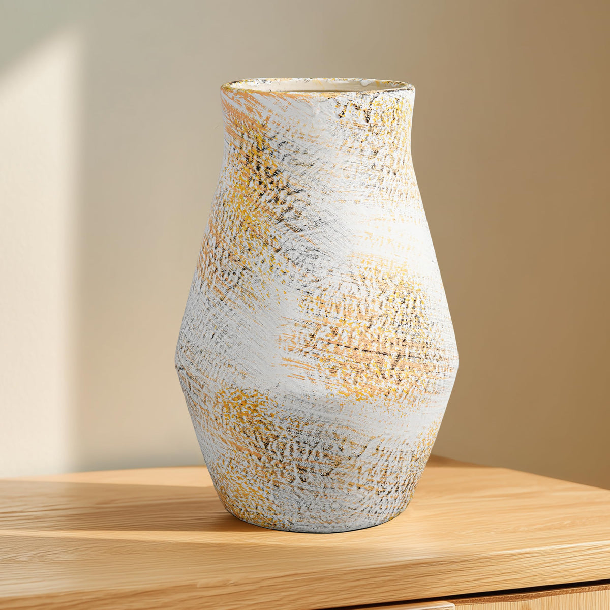 Rustic Farmhouse Ceramic Vase, 10 Inch