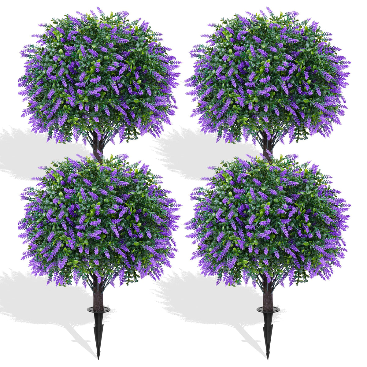 Artificial Boxwood Topiary Ball Lavender, Set of 2 UV Resistant