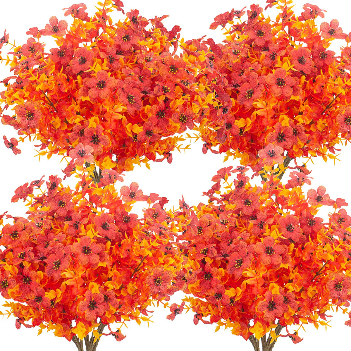 Grunyia 10 Bundle Artificial Fall Boxwood No Fade Faux Autumn Plants