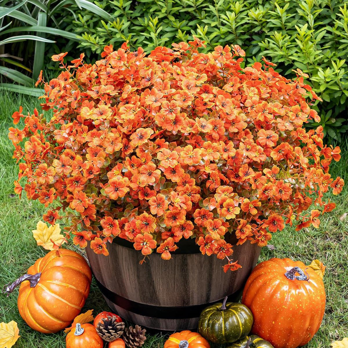 Lnoicy 20 Bundles Artificial Flowers for Outdoor Fake Plants for Spring Decoration,Faux Eucalyptus Flowers for Planter UV Resistant Lifelike for Home Porch Garden（7 Color）