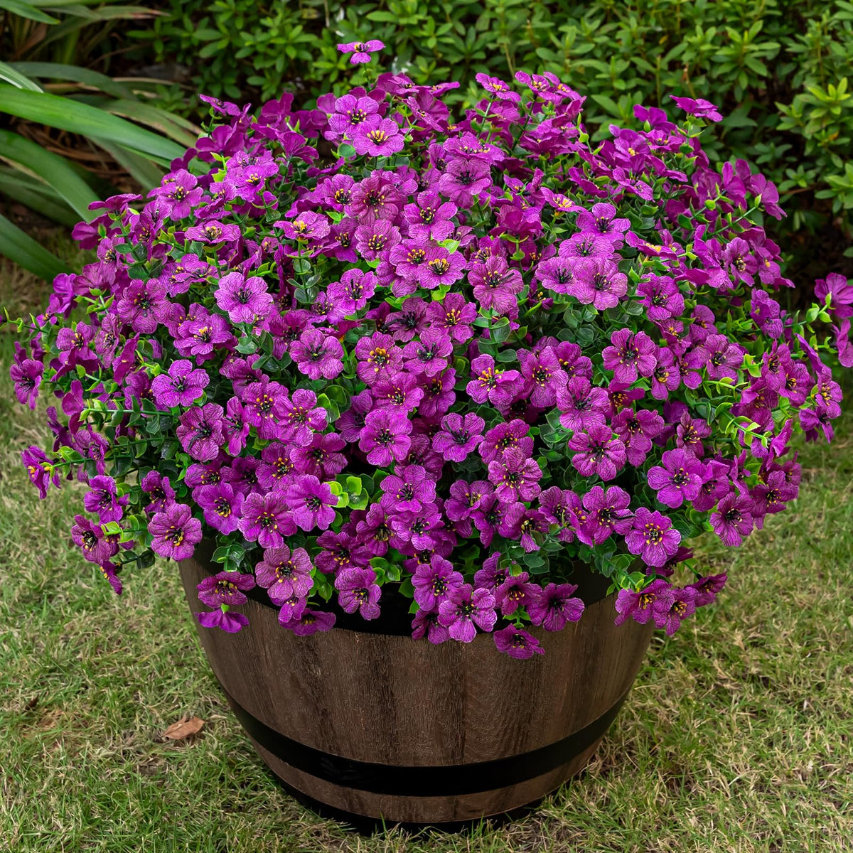 Lnoicy 20 Bundles Artificial Flowers for Outdoor Fake Plants for Spring Decoration,Faux Eucalyptus Flowers for Planter UV Resistant Lifelike for Home Porch Garden（7 Color）