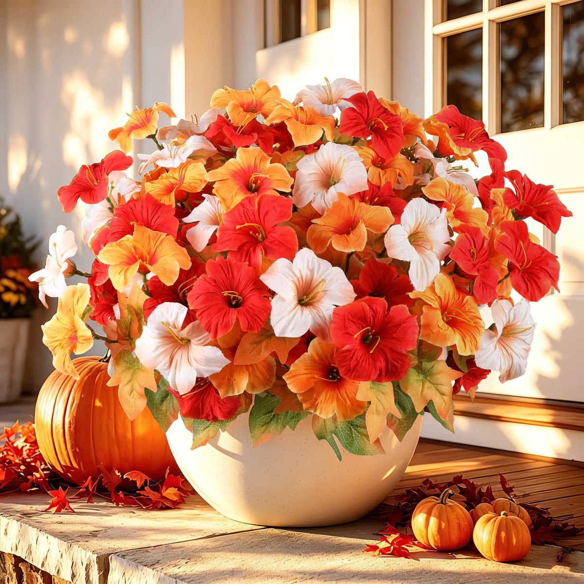 3 Pack Artificial Fall Petunia for Outdoors No Fade Fall Decor