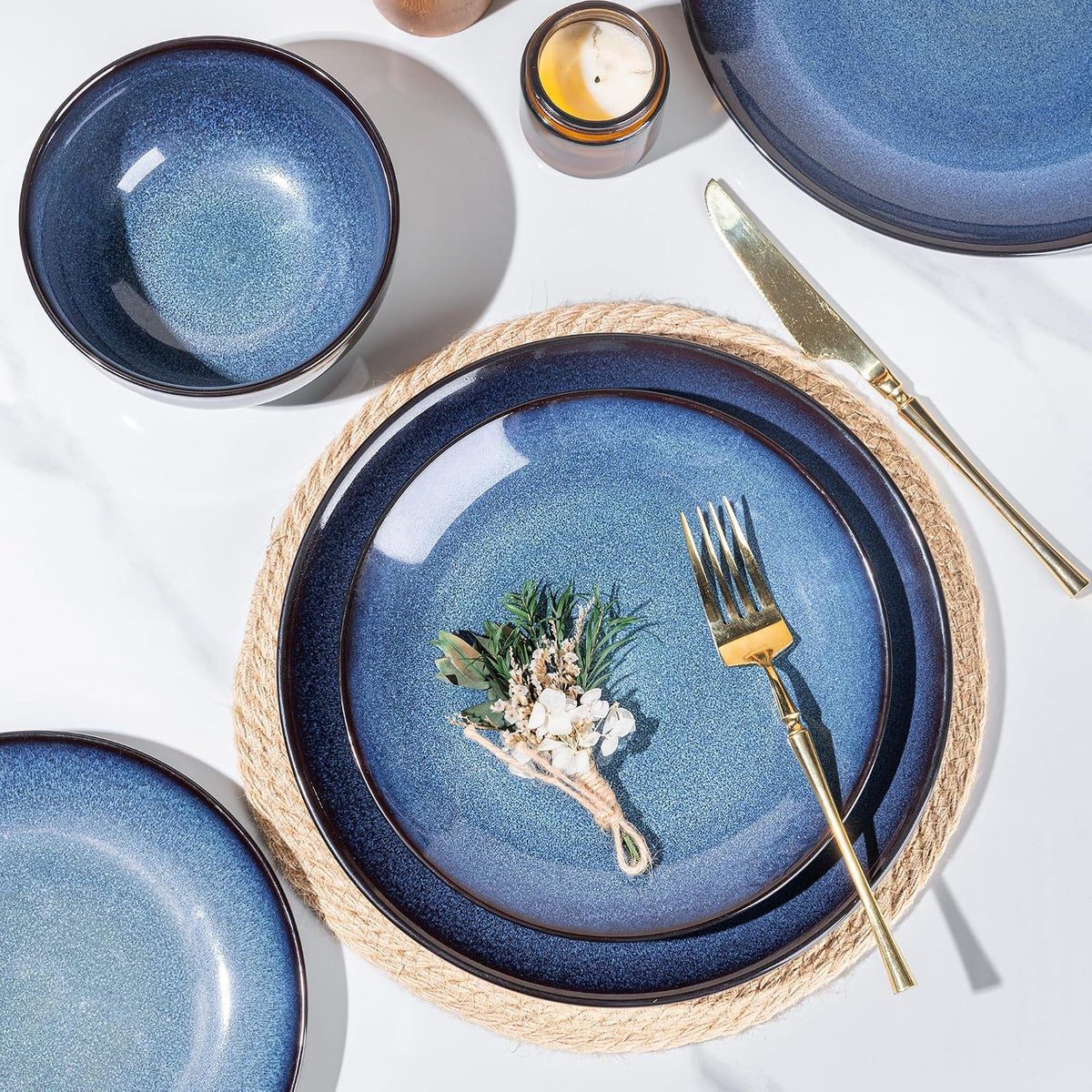LERATIO Ceramic Dinner Plates Set of 6,10.5 Inch Reactive Glaze Plate Sets