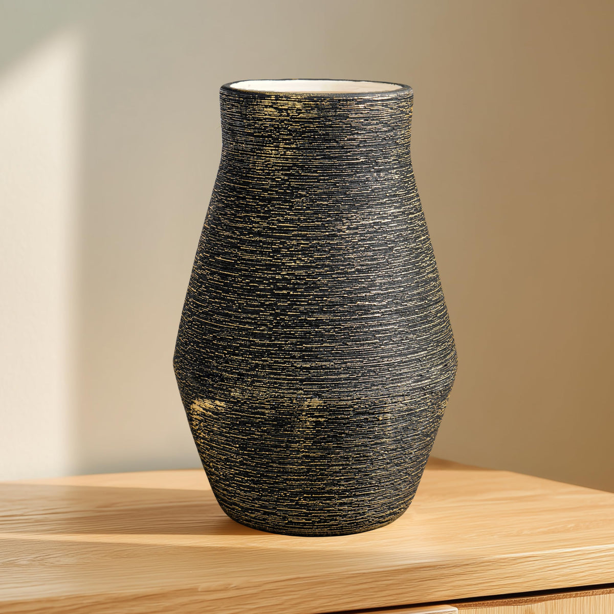 Rustic Farmhouse Ceramic Vase, 10 Inch
