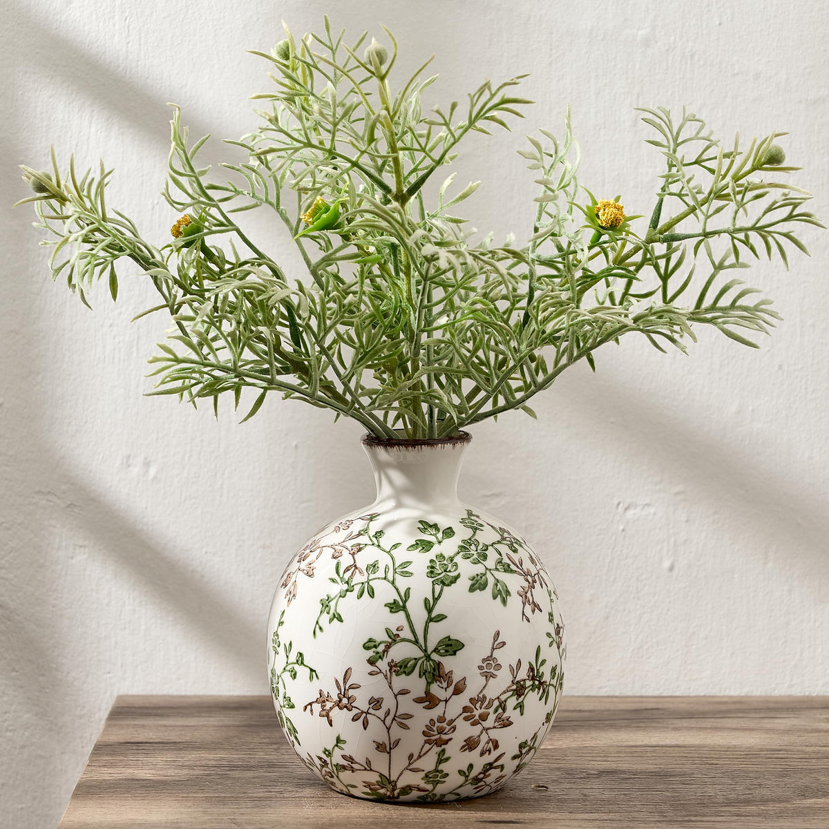 6.73" Ceramic Flower Decorative Antique Vase, Vintage Rustic Chinoiserie Floral Vase for Home Decor, Living Room, Bookshelf, Office, Entryway, Garden, Tuscan Decor, Chinoiserie Decor