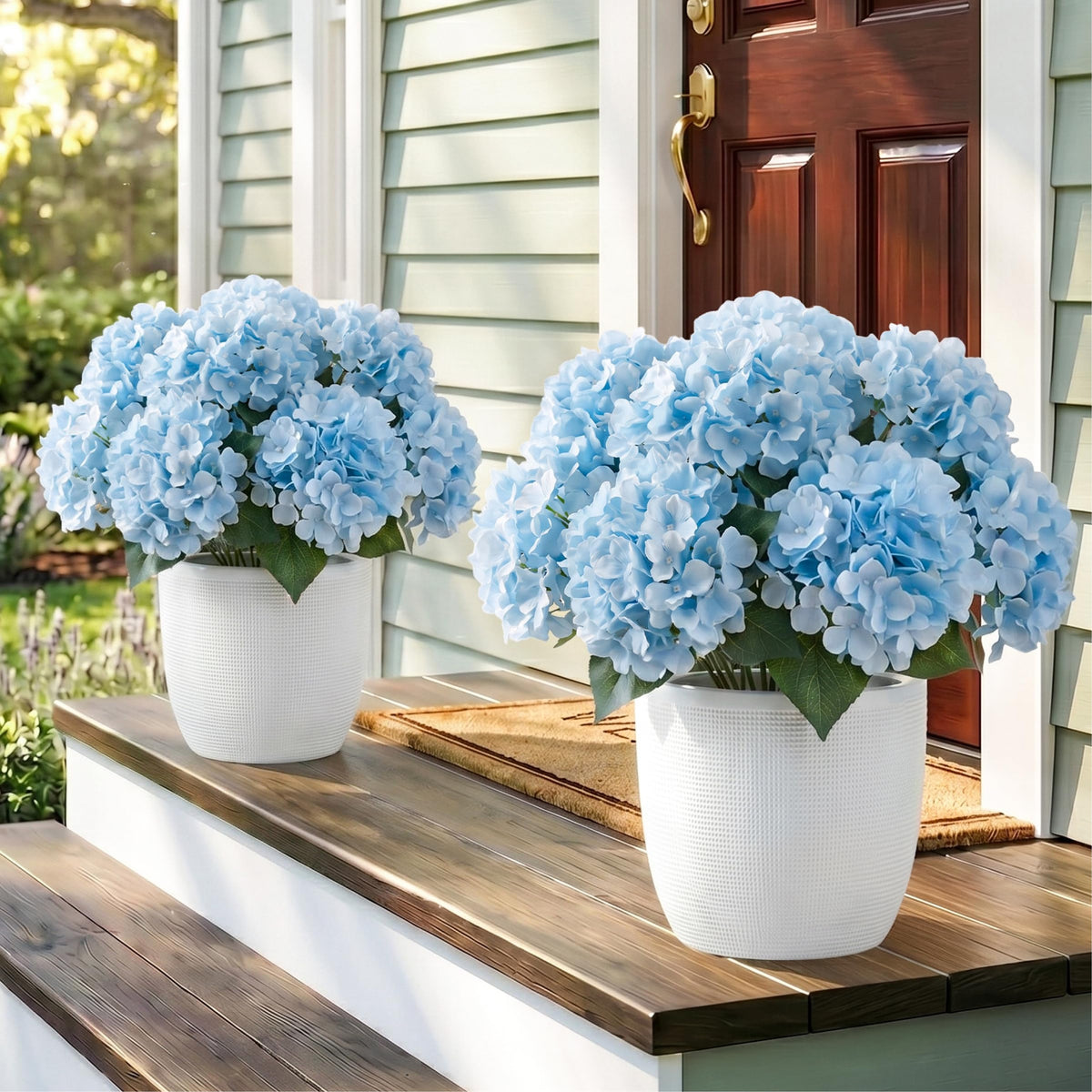 Auihiay 6 Bundles Blue Hydrangea Artificial Flowers for Outdoors and Indoor