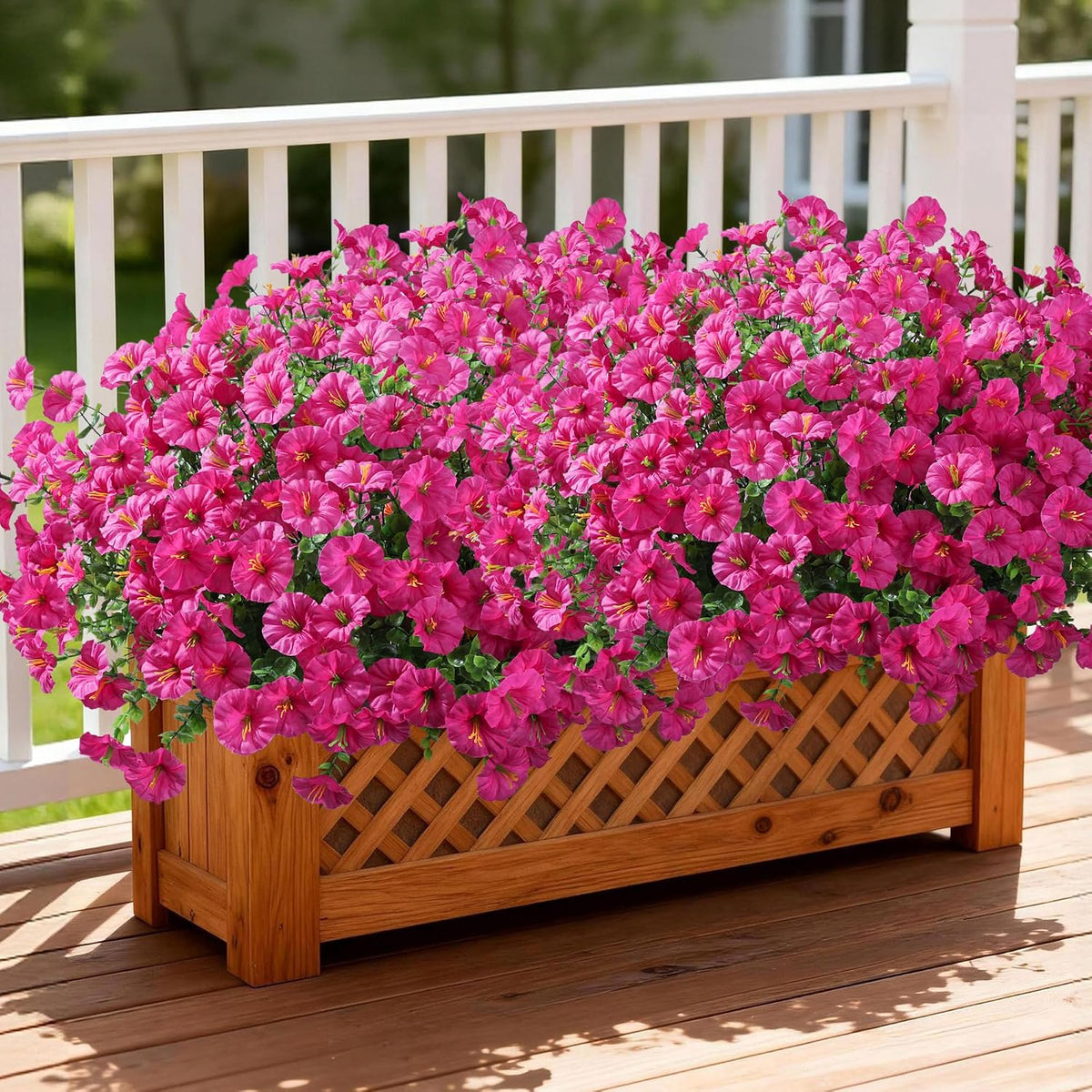 Ivydale 24 Bundles Artificial Flowers for Outdoors Faux Plants Fall Outdoor Decor Faux Silk Morning Glory with Eucalyptus Realistic UV Resistant for Outside Planters Porch Patio Garden Home Decor