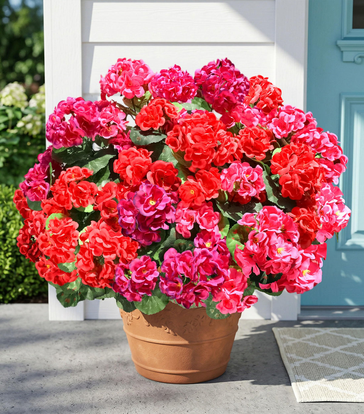 Fake Geraniums Fall Flowers Artificial Flowers for Outdoors Autumn Decor, 6 Bundles Silk Geraniums Fake Plants Realistic UV Resistant Faux Flowers for Outside Planters Garden Balcony Porch Indoor, Mix