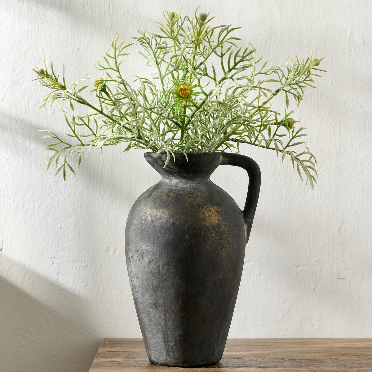 5.39 Inch Vintage Brown Chinoiserie Floral Vase, Antique Rustic Ceramic Vase for Home Decor, Living Room, Bookshelf, Office, Entryway, Garden, Chinoiserie Decor, Tuscan Decor