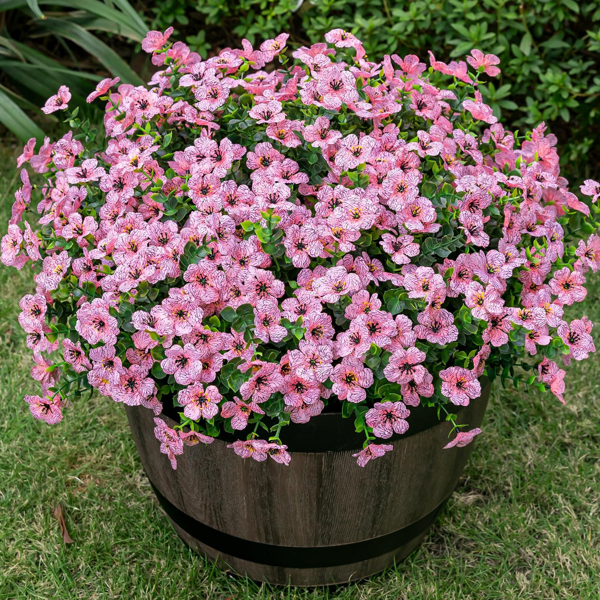Lnoicy 20 Bundles Artificial Flowers for Outdoor Fake Plants for Spring Decoration,Faux Eucalyptus Flowers for Planter UV Resistant Lifelike for Home Porch Garden（7 Color）