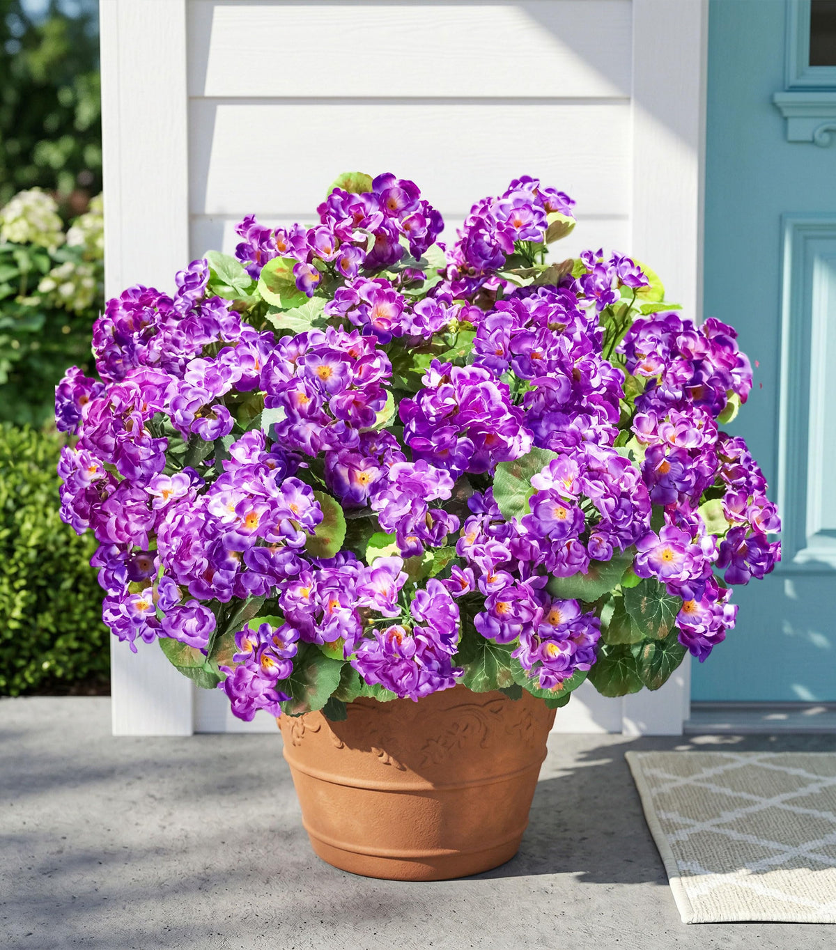 Fake Geraniums Fall Flowers Artificial Flowers for Outdoors Autumn Decor, 6 Bundles Silk Geraniums Fake Plants Realistic UV Resistant Faux Flowers for Outside Planters Garden Balcony Porch Indoor, Mix