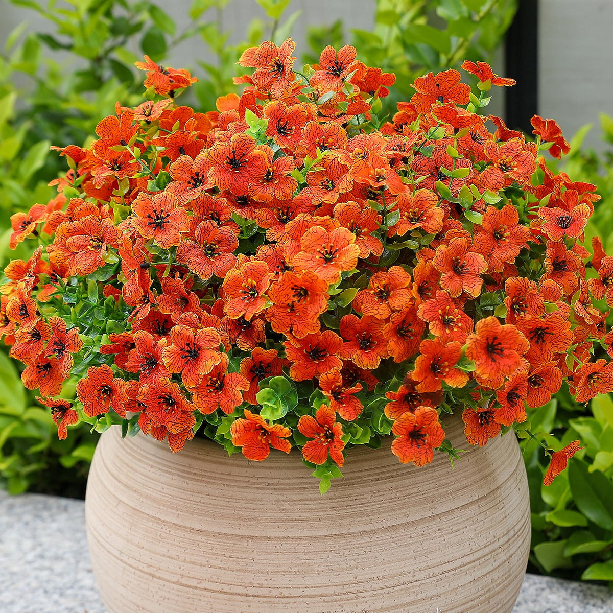 alyptus Fake Flowers Yellow Fall Flowers for Outdoors - 8 Bundles Artificial Mums UV Resistant for Home Garden Window Fall Decor