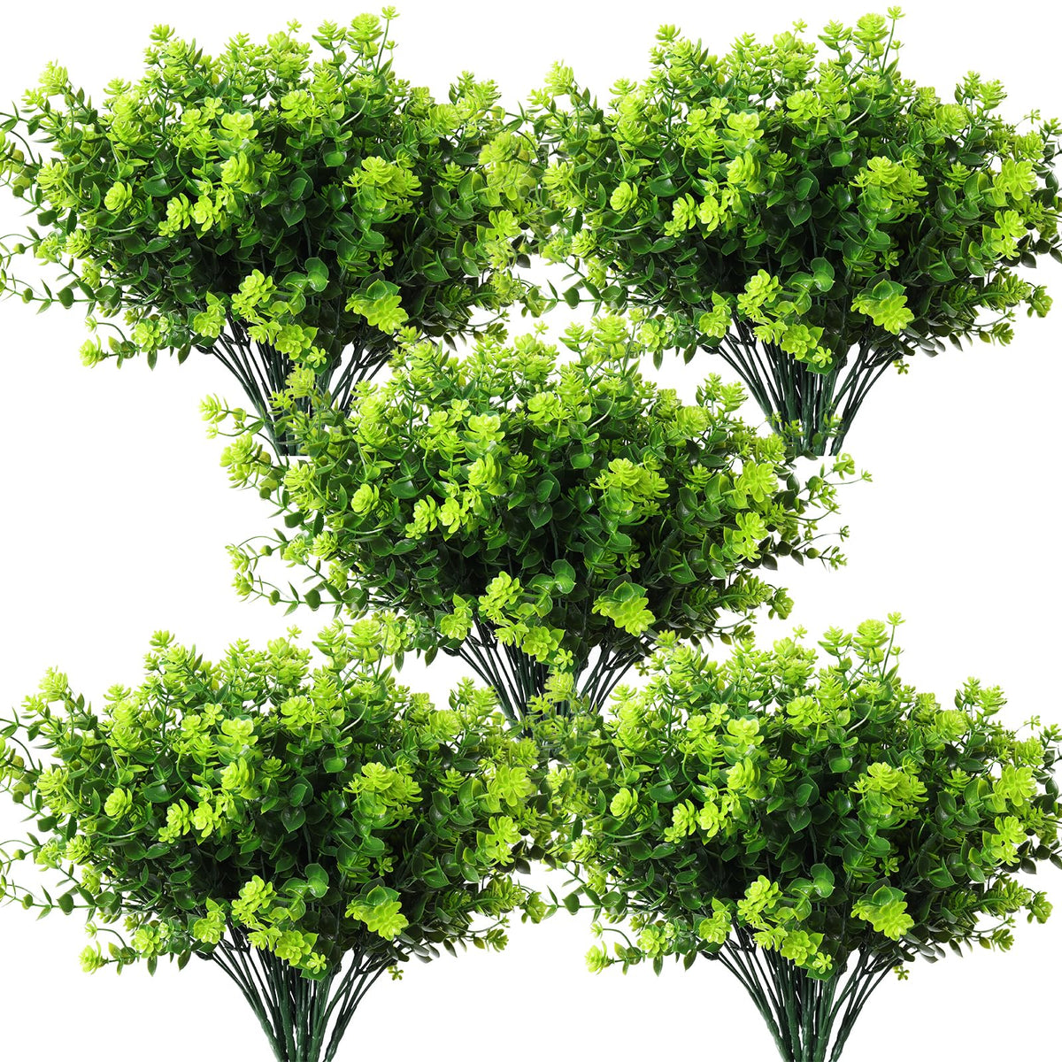RECUTMS Artificial Flowers,Fake Boxwood Outdoor UV Resistant Plants,8 Packs
