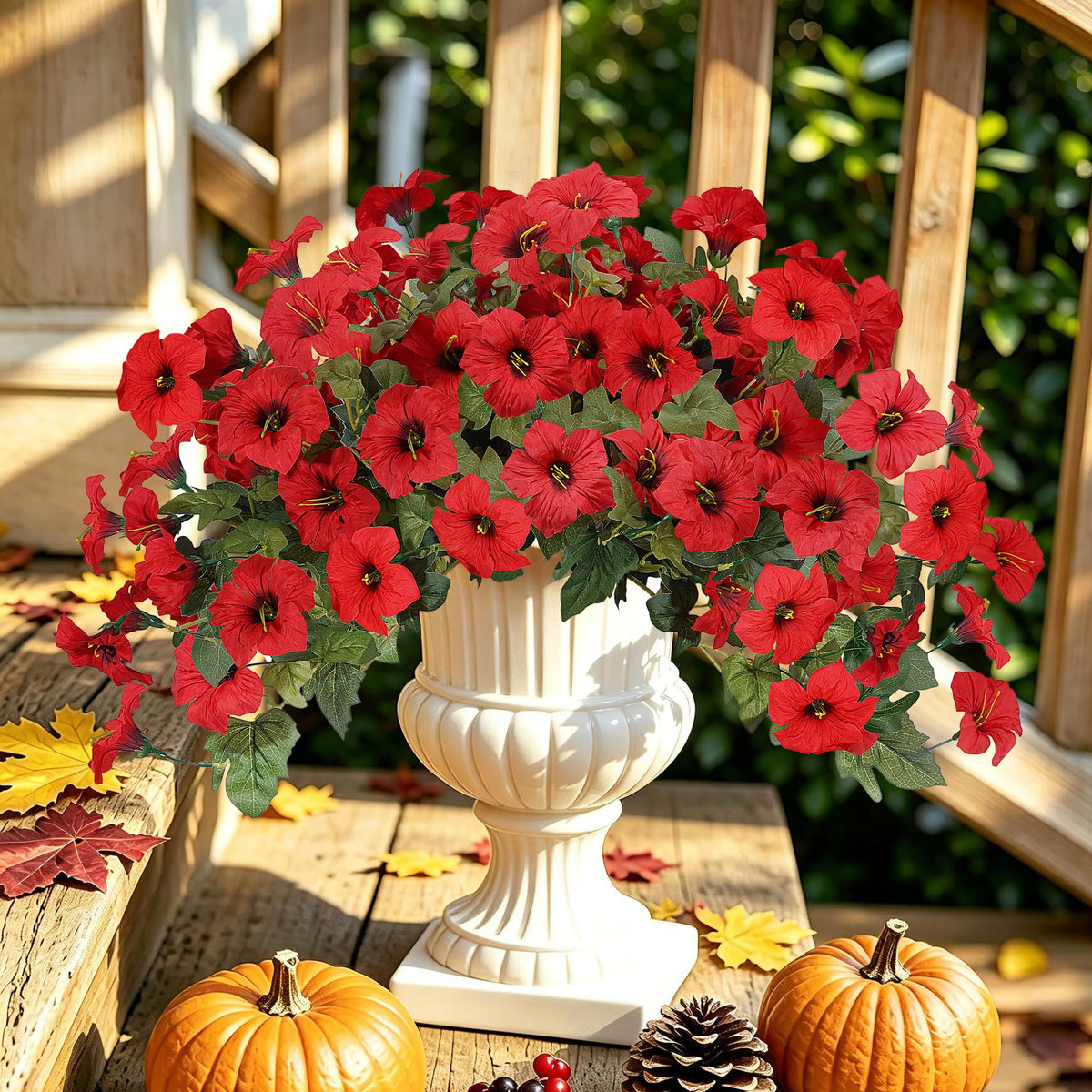 3 Pack Artificial Fall Petunia for Outdoors No Fade Fall Decor