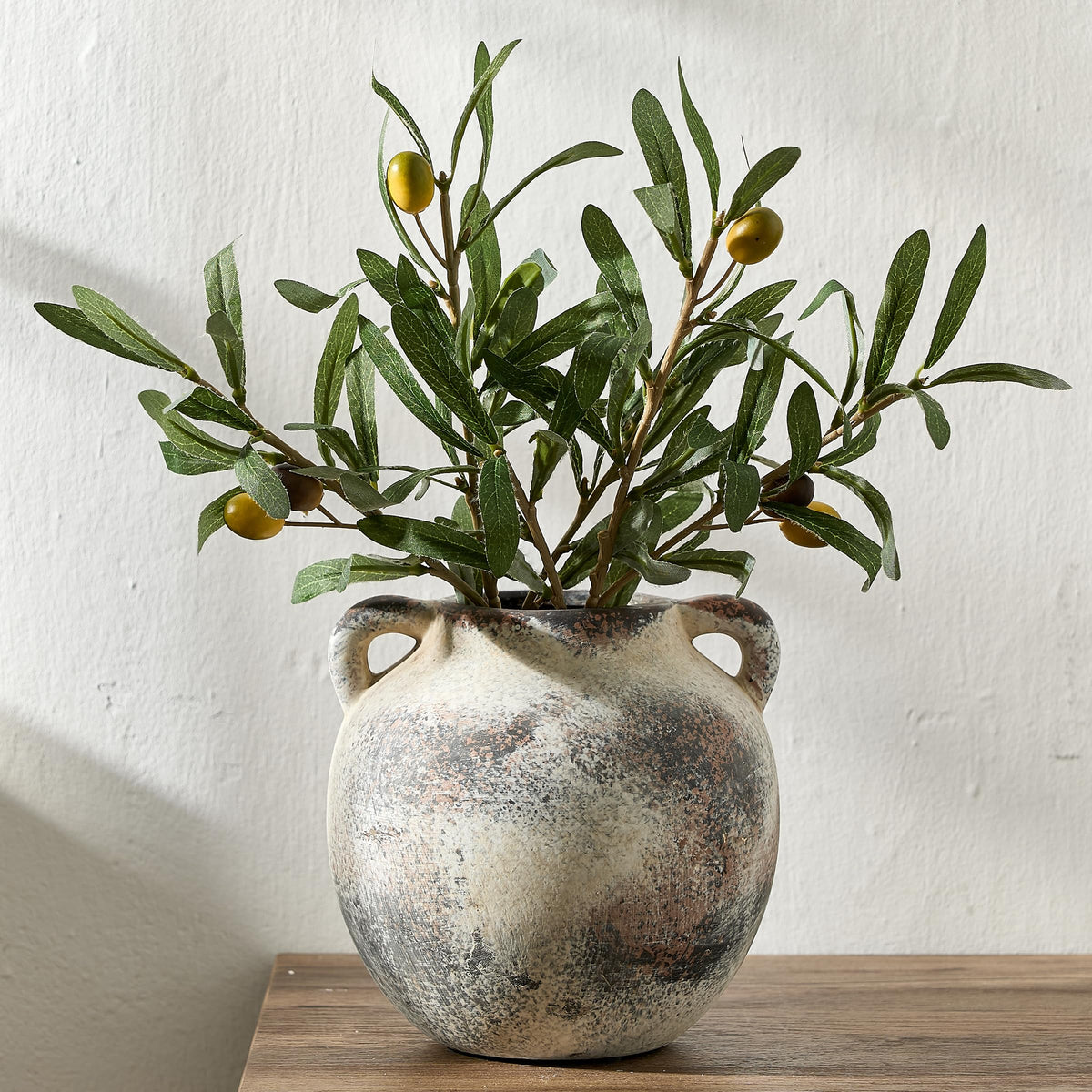 PORCER Ceramic Rustic Vase for Home Decor, 5.8 Inch Terracotta with Handles, Vintage Decorative for Flowers, Plants, Living Room, Table, Thanksgiving - Black Bronze