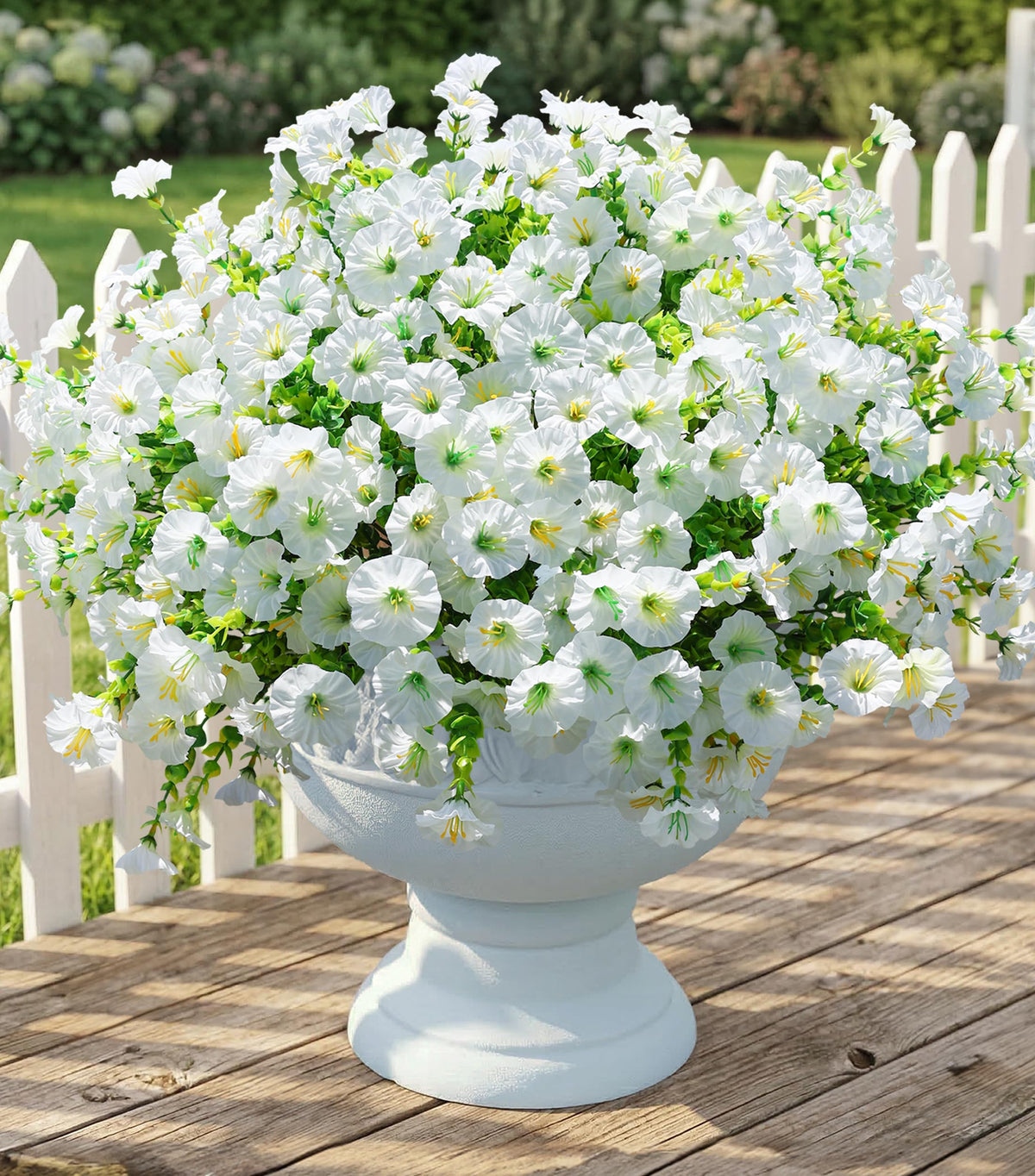 Fake Plants Artificial Flowers for Outdoor Outside Decor, 12 Bundles Faux Flowers Silk Hot Pink Morning Glory with Eucalyptus Look Real UV Resistant Faux Greenery for Planter Front Door Porch Patio