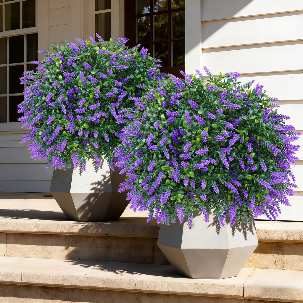 Artificial Boxwood Topiary Ball Lavender, Set of 2 UV Resistant