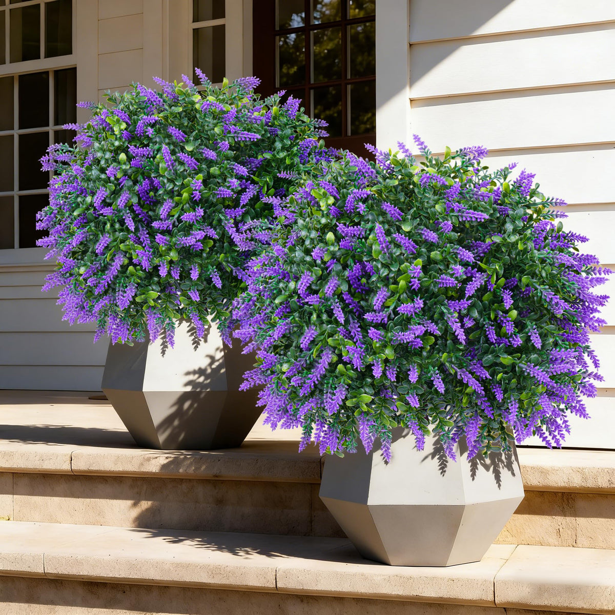 Artificial Boxwood Topiary Ball Lavender, Set of 2 UV Resistant