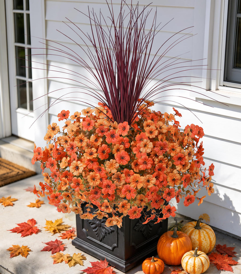 INSPRING Fall Artificial Mums for Outdoors 12 Pcs, UV Resistant Fall Flower