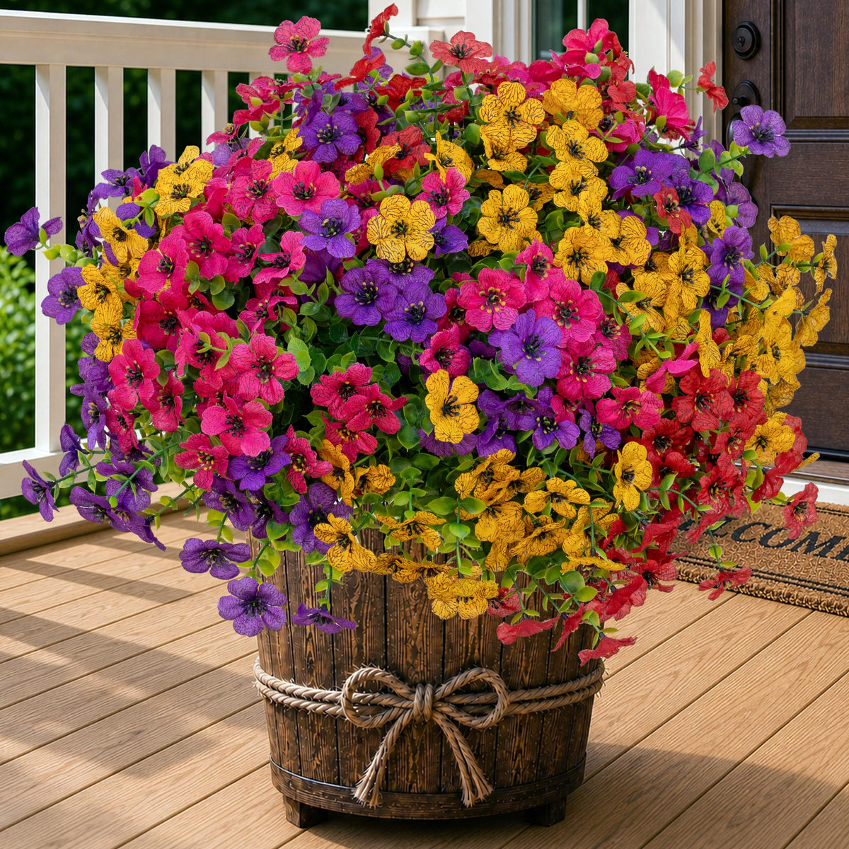 AXYLEX Artificial Flowers for Outdoors, 16 Bundles Fake Plants (Red)