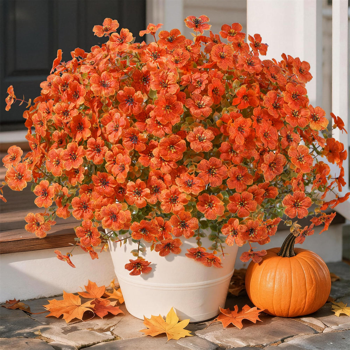 INSPRING Fall Artificial Mums for Outdoors 12 Pcs, UV Resistant Fall Flower
