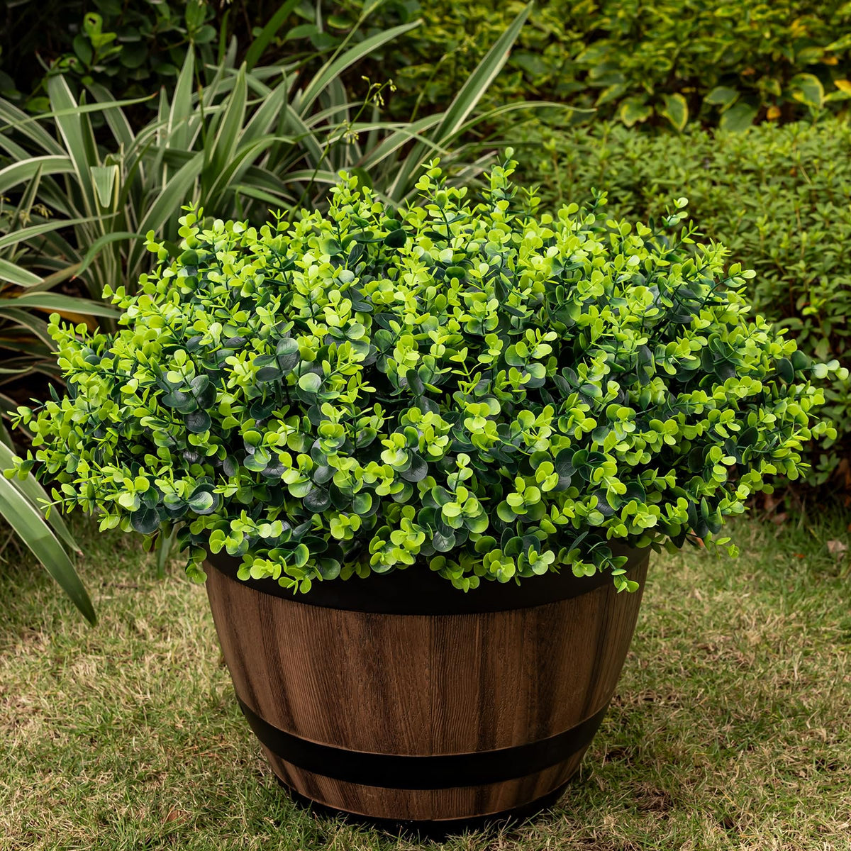 Lnoicy 20 Bundles Artificial Flowers for Outdoor Fake Plants for Spring Decoration,Faux Eucalyptus Flowers for Planter UV Resistant Lifelike for Home Porch Garden（7 Color）